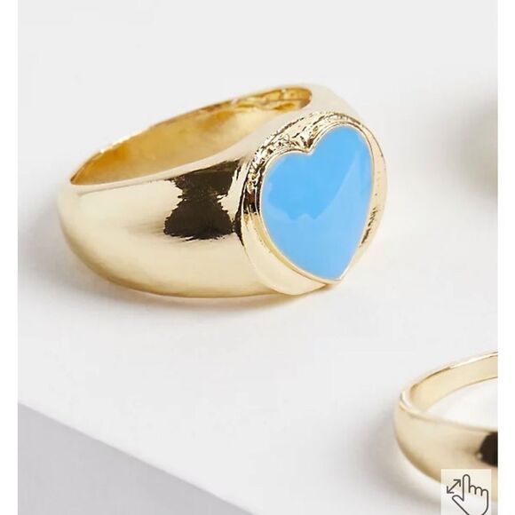 TORRID ALWAYS PROUD RAINBOW HEART ENAMEL RINGS - GOLD TONE - Picture 4 of 4